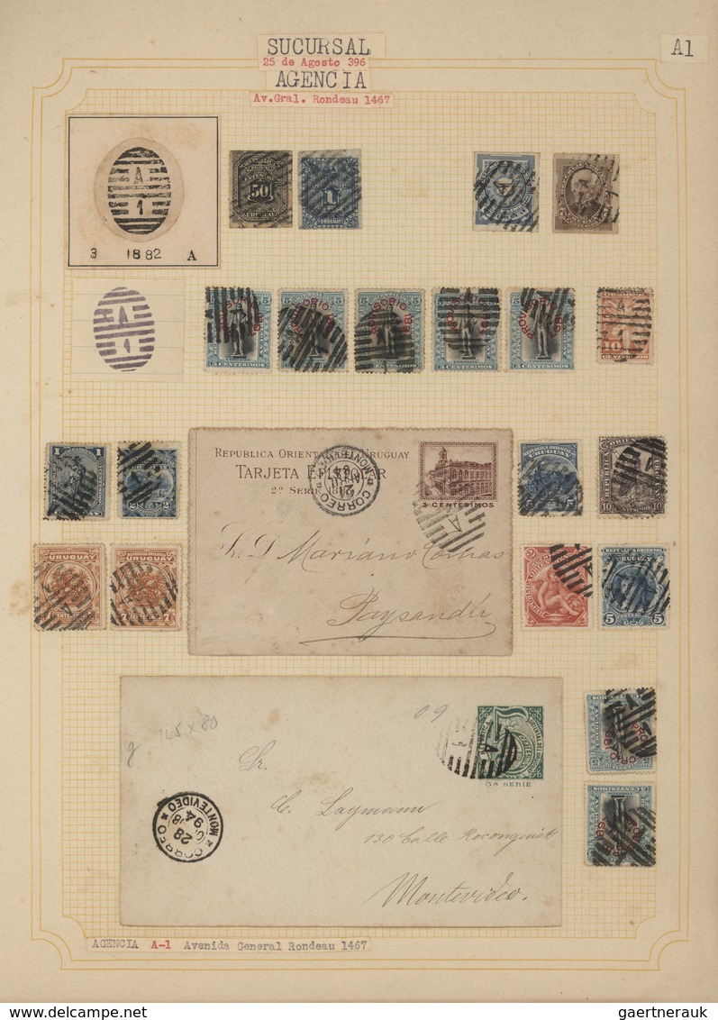 Uruguay: 1880/1950 (ca.), THE POSTMARKS OF URUGUAY, sophisticated and all-embracing collection in el