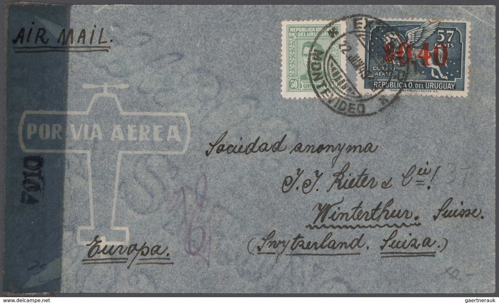 Uruguay: 1880/1957 (ca.), covers (26) and mostly used stationery (6), to be inspected. (ex Weserland