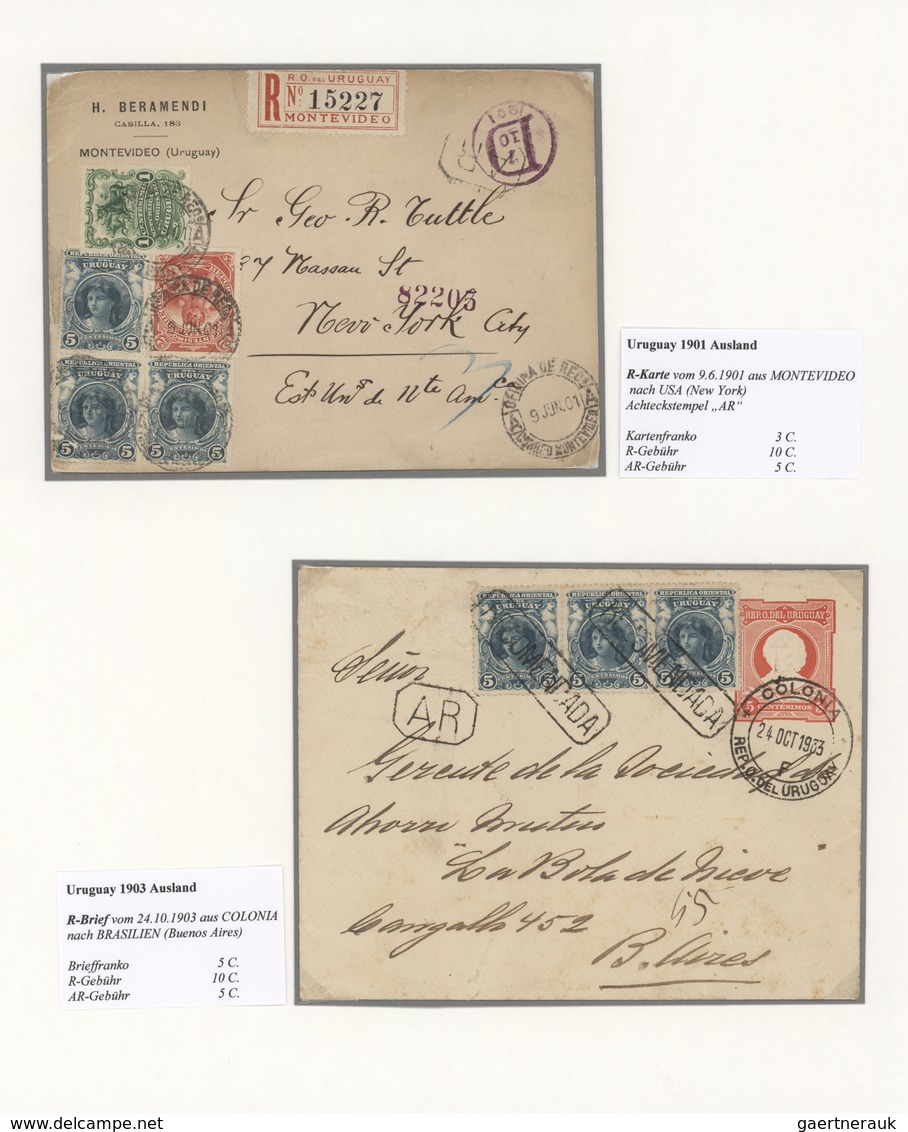 Uruguay: 1892/1992, AVIS DE RECEPTION, Assortment Of 19 Covers/card To Foreign Destinations, Plus Tw - Uruguay