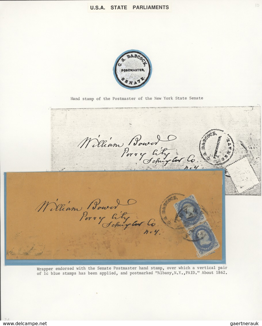 Vereinigte Staaten Von Amerika: 1851/1930, HOUSE OF REPRESENTATIVES / SENAT CHAMBERS, A Scarce Colle - Briefe U. Dokumente