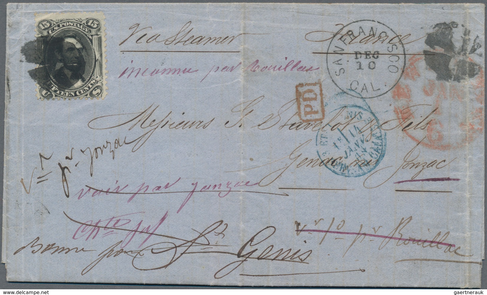 Vereinigte Staaten Von Amerika: 1853-80 Mail To Overseas: Small Collection Of Eight Covers And Four - Lettres & Documents