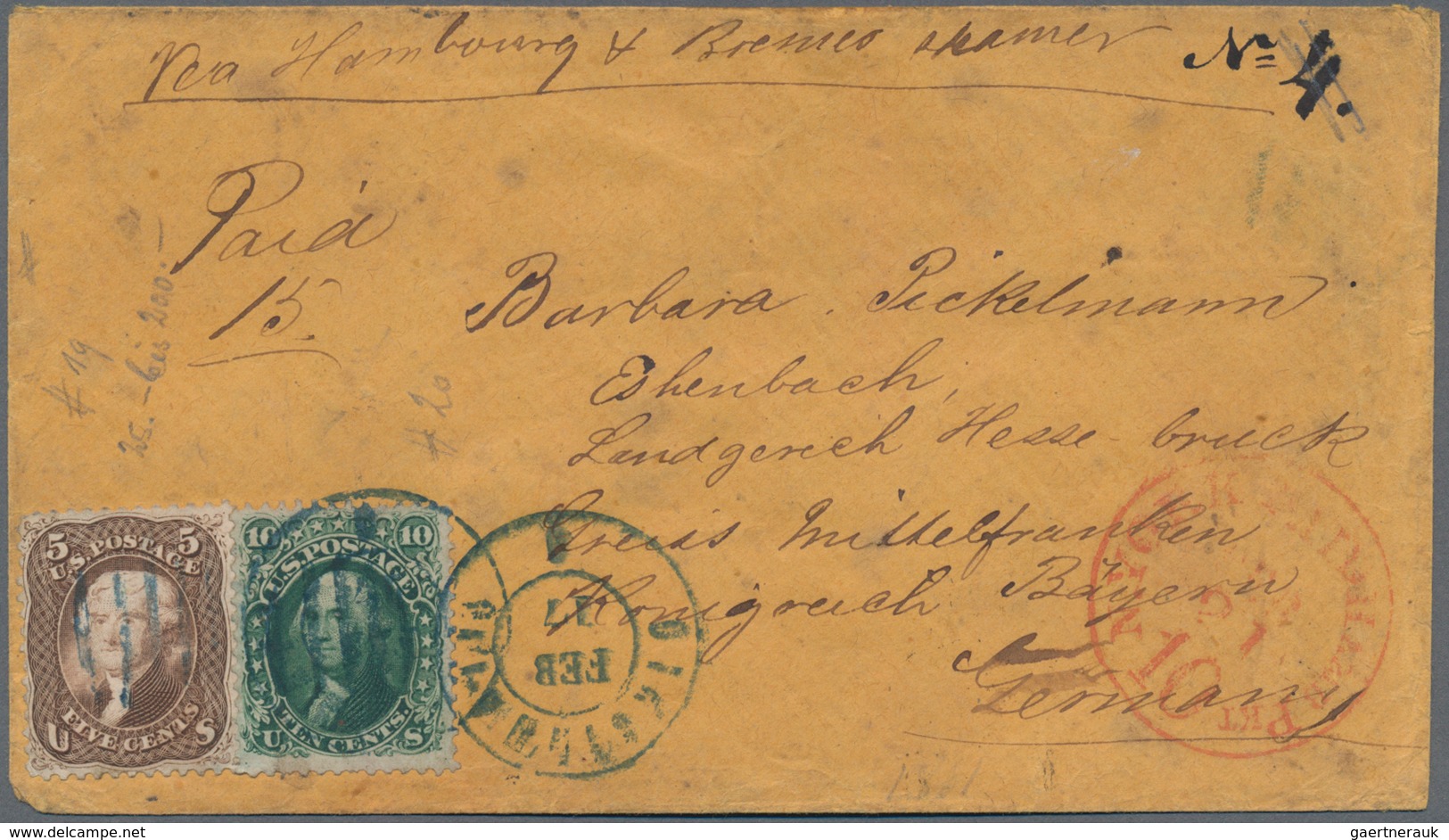 Vereinigte Staaten Von Amerika: 1853-80 Mail To Overseas: Small Collection Of Eight Covers And Four - Lettres & Documents
