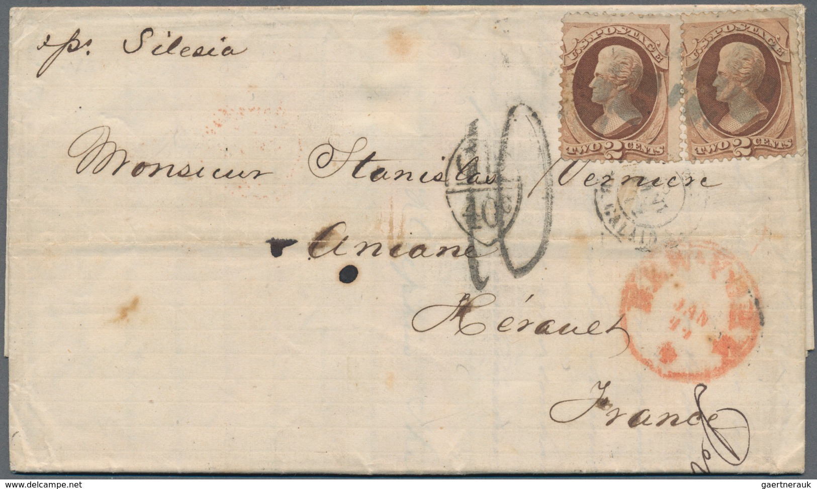 Vereinigte Staaten Von Amerika: 1853-80 Mail To Overseas: Small Collection Of Eight Covers And Four - Brieven En Documenten