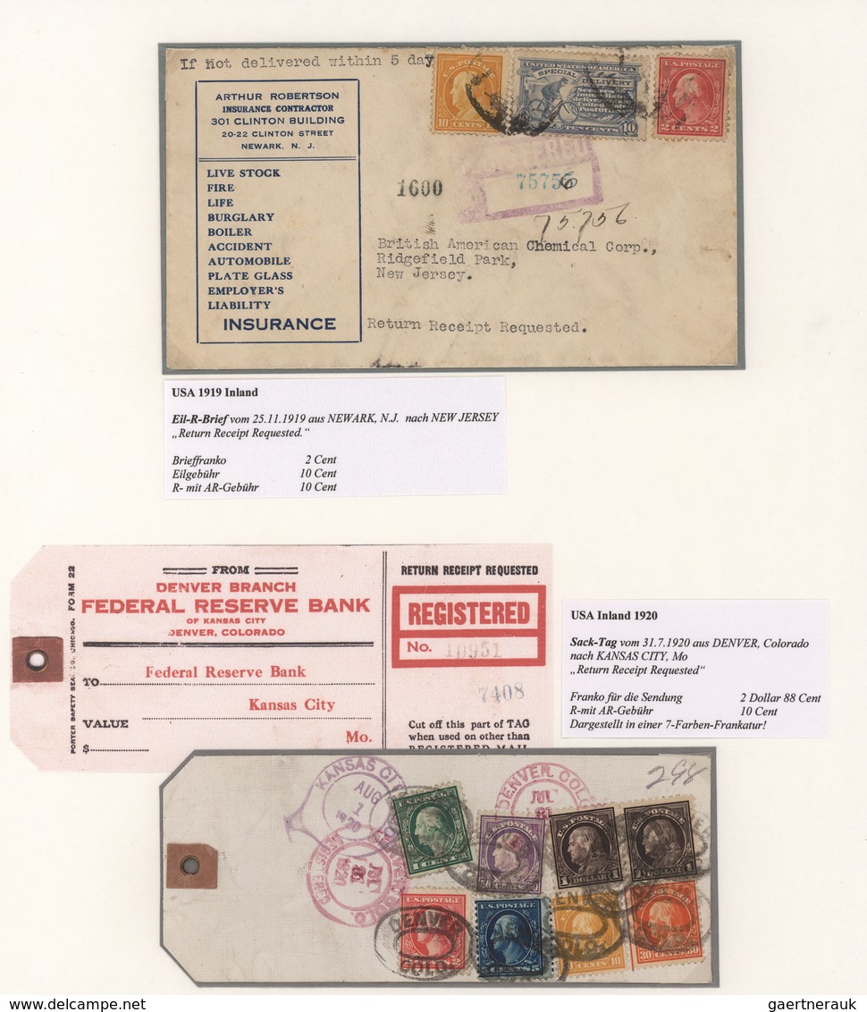 Vereinigte Staaten von Amerika: 1865/1962, AVIS DE RECEPTION, specialised collection of apprx. 85 en