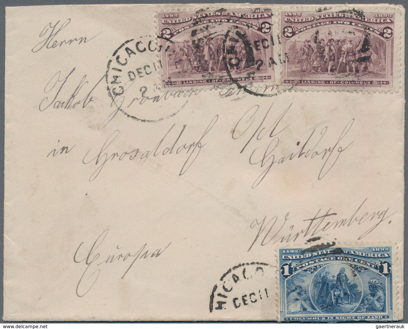 Vereinigte Staaten Von Amerika: 1893 'Columbus': Four Postal Stationery Envelopes Plus Two Covers Al - Lettres & Documents