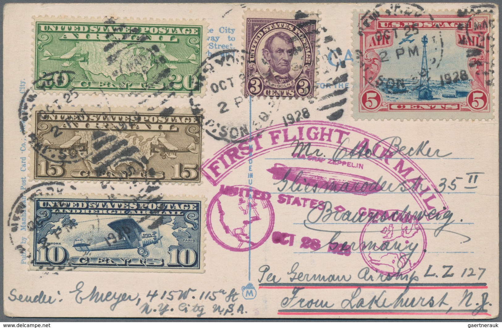 Vereinigte Staaten Von Amerika: 1928-35: Eight Airmail Covers To Austria, Germany, Santo Domingo Or - Brieven En Documenten