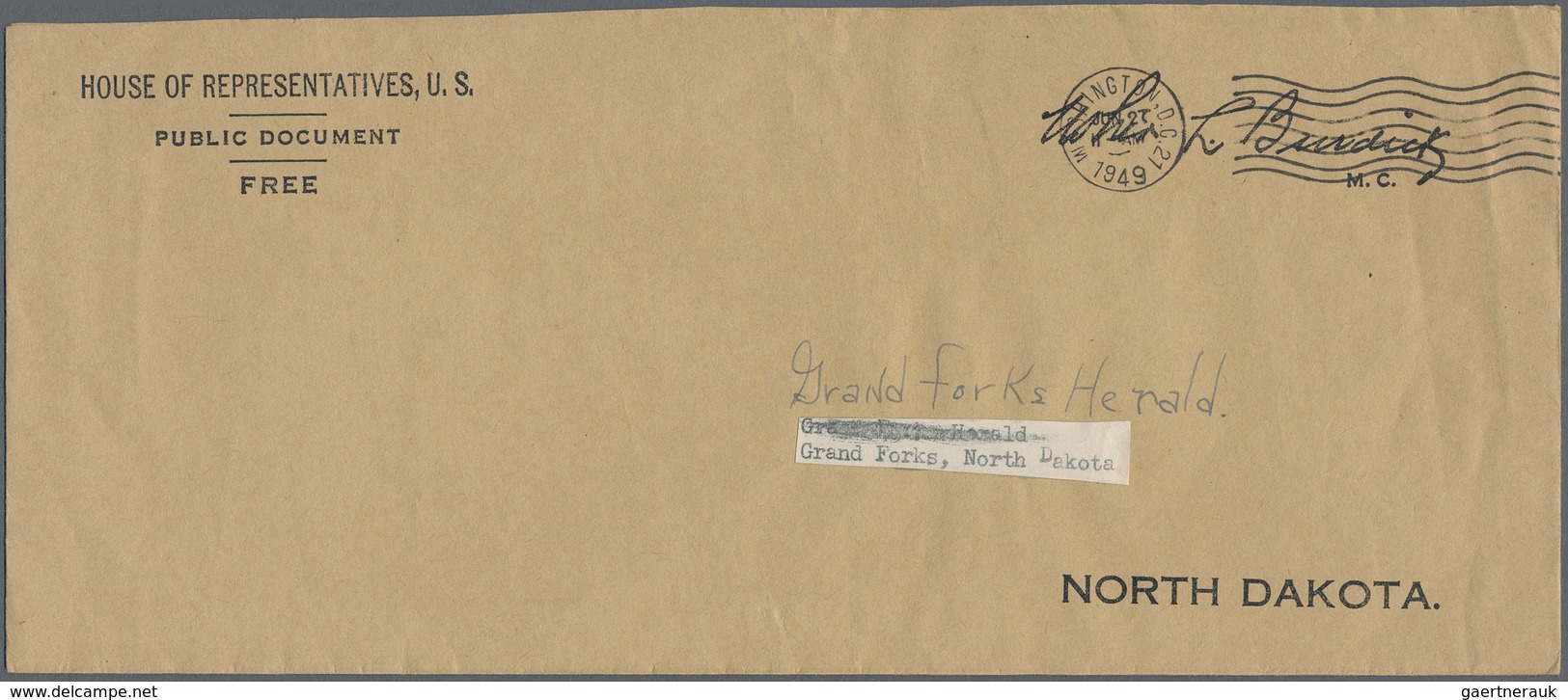 Vereinigte Staaten Von Amerika: 1943 - 1947, Pre-printed Envelopes Of The House Of Representatives ( - Lettres & Documents