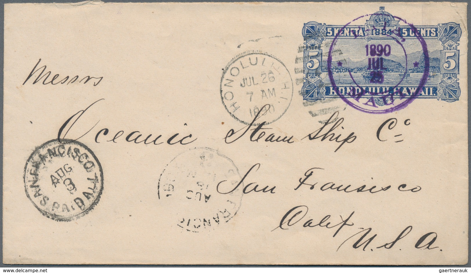 Vereinigte Staaten Von Amerika - Dienstmarken: 1890/1931, 5 C. Stationery Envelope With Blue "MAUI" - Service