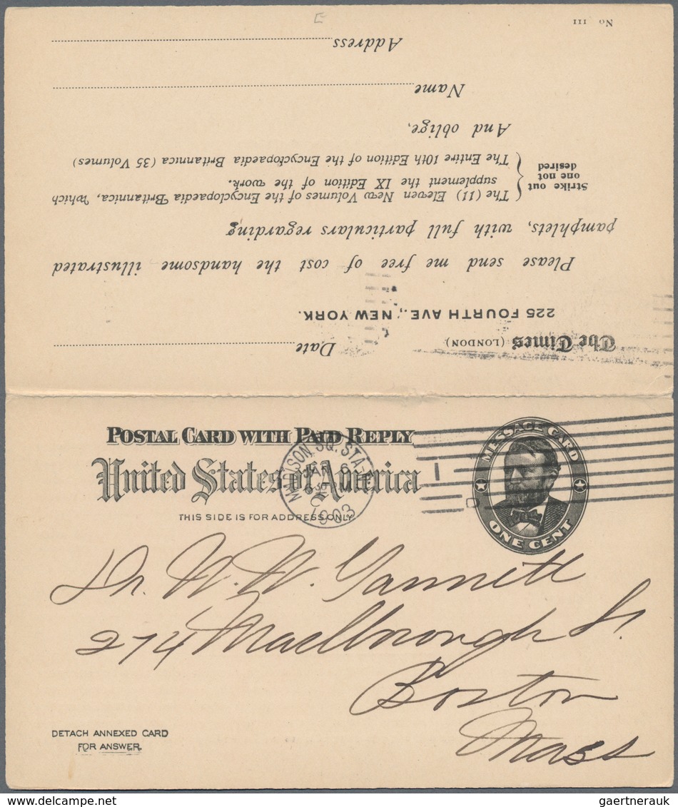 Vereinigte Staaten Von Amerika - Ganzsachen: 1892 RESEARCH Holding From A Specialized Famous Collect - Andere & Zonder Classificatie