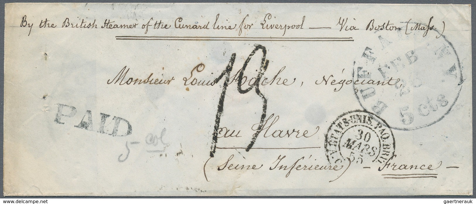 Vereinigte Staaten Von Amerika - Transatlantik-Mail: 1840's-1860's Ca.: Collection Of 15 Stampless C - Andere & Zonder Classificatie