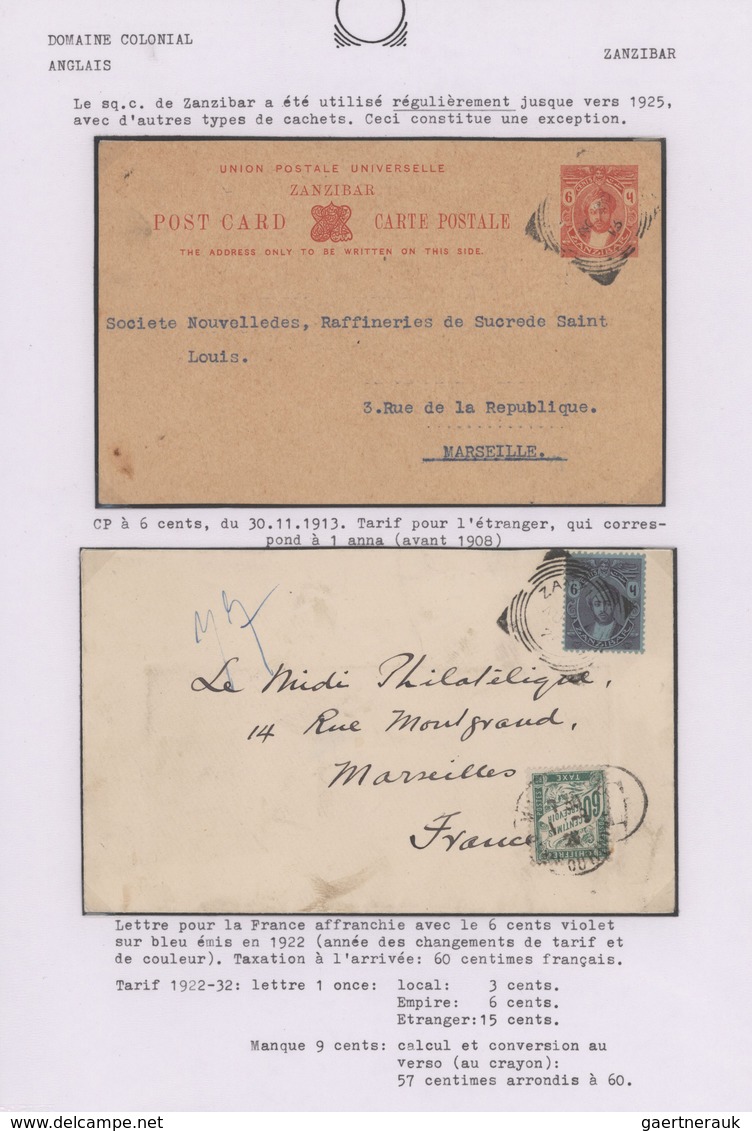 Zanzibar: 1868-1922 Collection Of 8 Postal Stationery Items, 4 Covers And 16 Stamps All Used On Zanz - Zanzibar (...-1963)