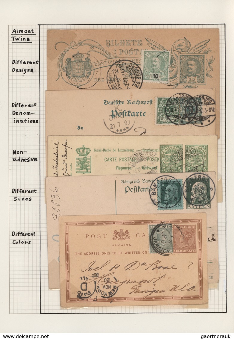 Alle Welt: 1880/1960 (ca.), Extraordinary Collection Of Apprx. 135 Uprated Stationeries "TWINS" (wit - Collections (sans Albums)