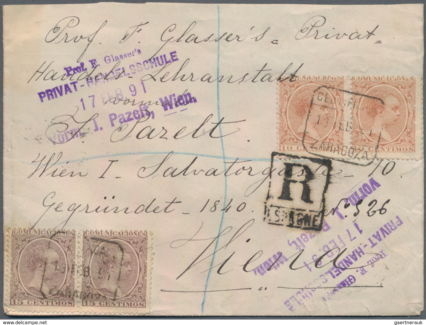 Alle Welt: 1890/1902, Correspondence To Private Commercial School Of Prof. Glasser In Vienna/Austria - Colecciones (sin álbumes)