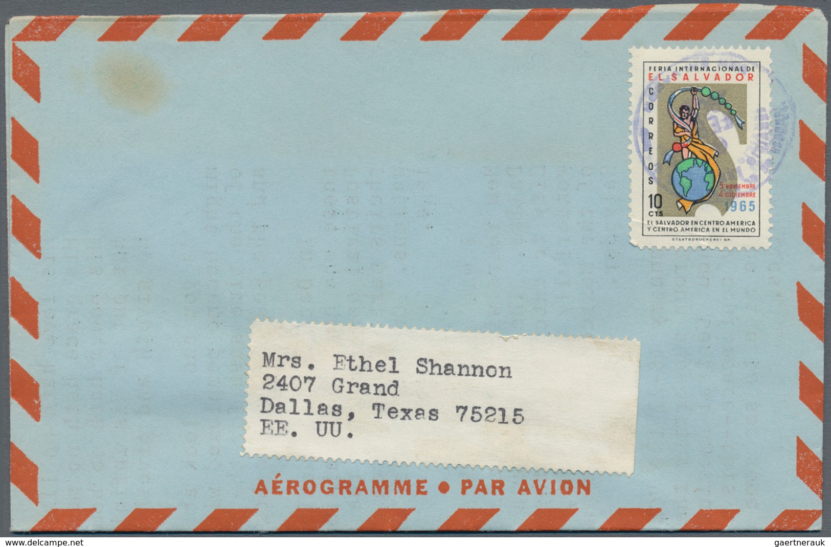 Alle Welt - Ganzsachen: Ca. 2000 Aerogrammes (unfolded, used, CTO) and postal stationery from El sal