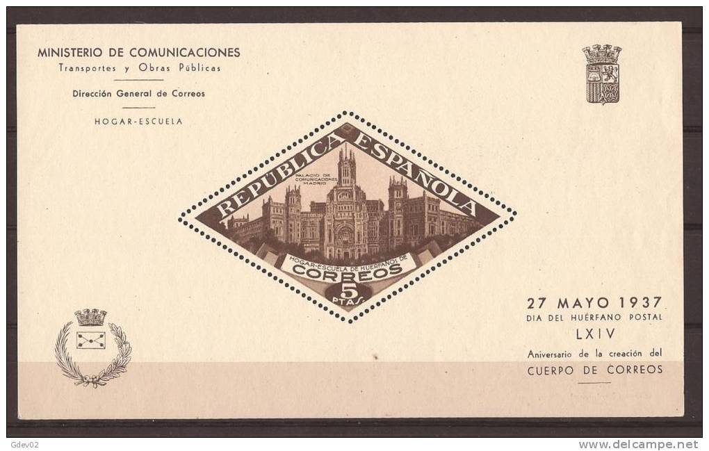 ESBE17SF-L20940TARTO.Spain.Es Pagne.BENEFICENCIA.PALACI  DE COMUNICACIONES  De MADRID.1937.(Ed  17**).S/C. - Otros & Sin Clasificación