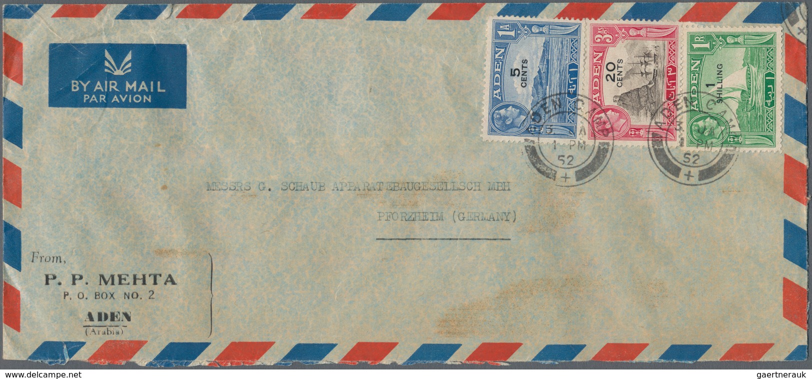 Asien: 1898/1962 (ca.), Aden-Thailand, About 100 Covers, Mostly From Correpondences To Pforzheim/Ger - Otros - Asia