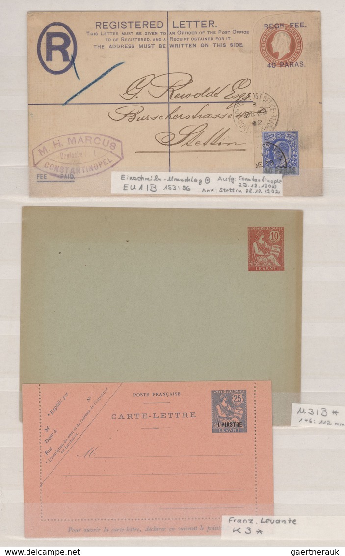 Levante / Levant: 1892/1911, Russian/British/French Levant, Lot Of Nine Stationeries (five Used, Fou - Turchia (uffici)