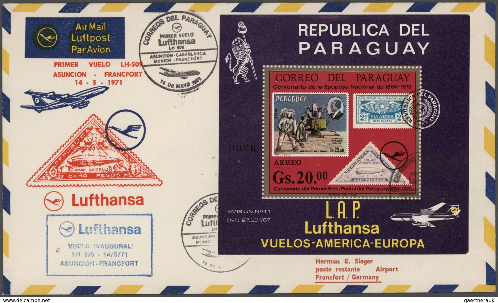 Flugpost Alle Welt: 1955/1992, LUFTHANSA FIRST FLIGHTS, collection of more than 2.000 different firs