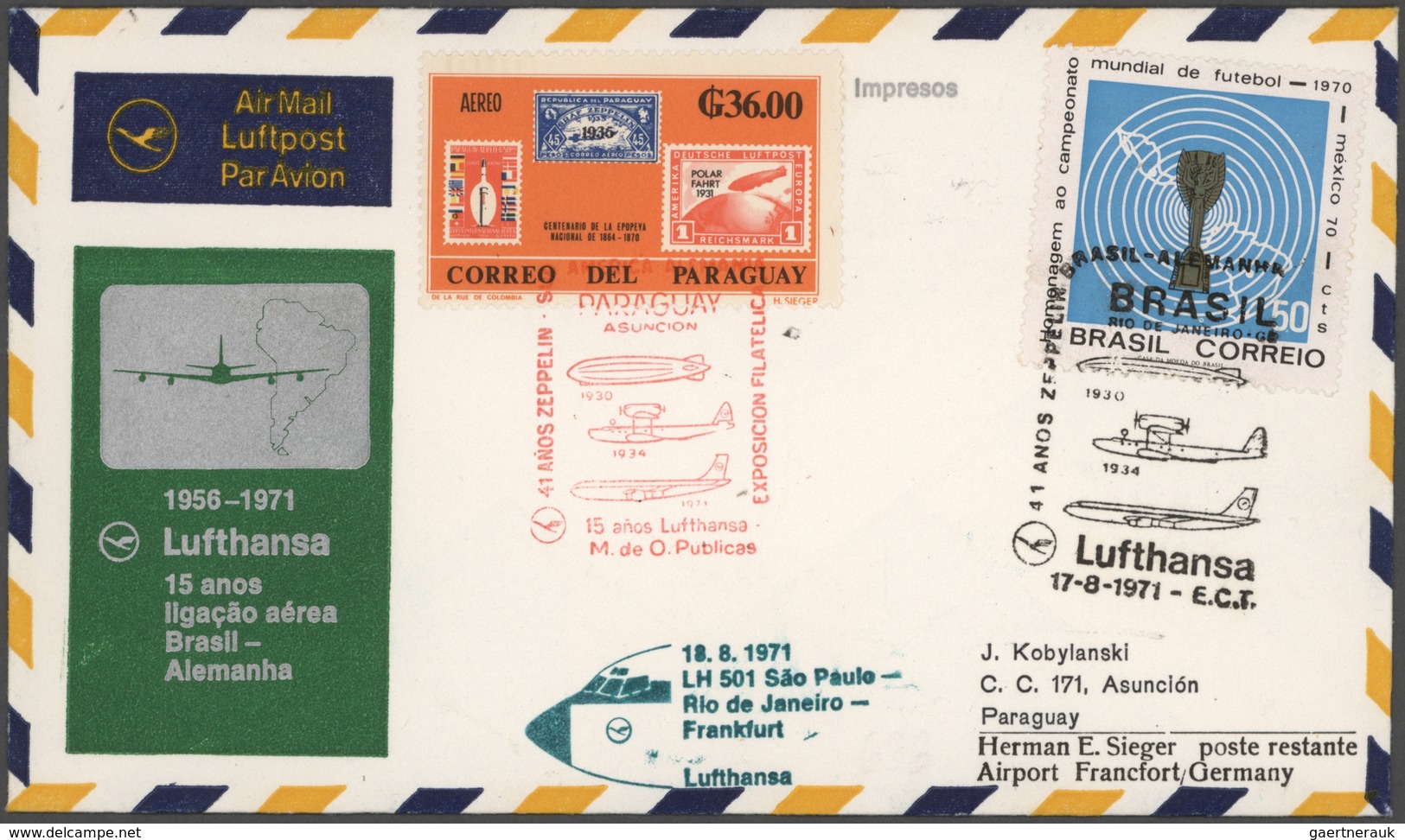 Flugpost Alle Welt: 1955/1992, LUFTHANSA FIRST FLIGHTS, collection of more than 2.000 different firs