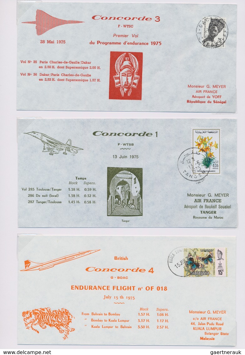 Flugpost Alle Welt: 1968/1978, CONCORDE, Collection Of Apprx. 173 Covers/cards In Two Binders, Compr - Autres & Non Classés