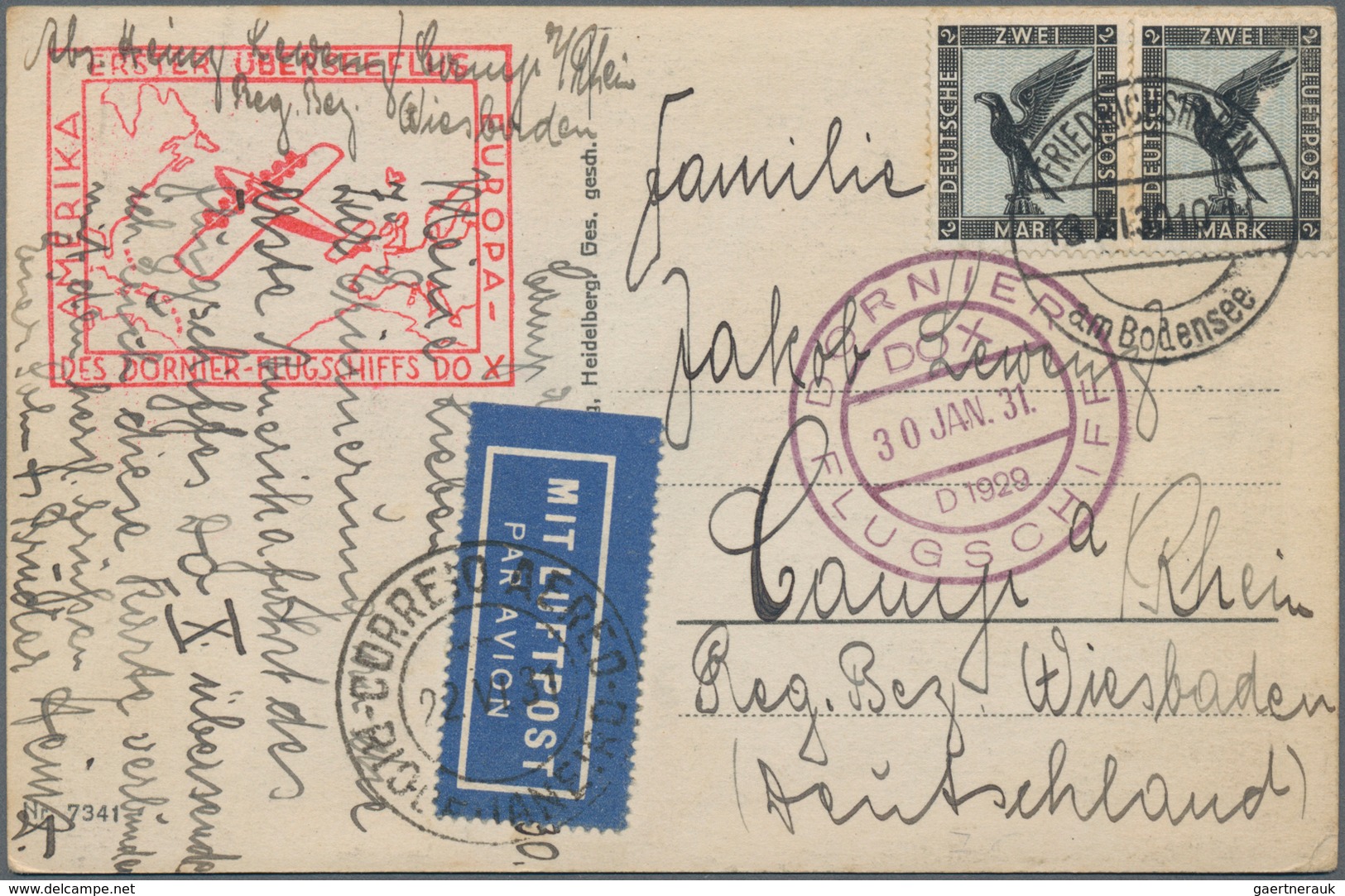 DO-X - Flugpost: 1930/36, Three Cards And Two Covers, All Sent By DO-X, Europe North And South Ameri - Luft- Und Zeppelinpost