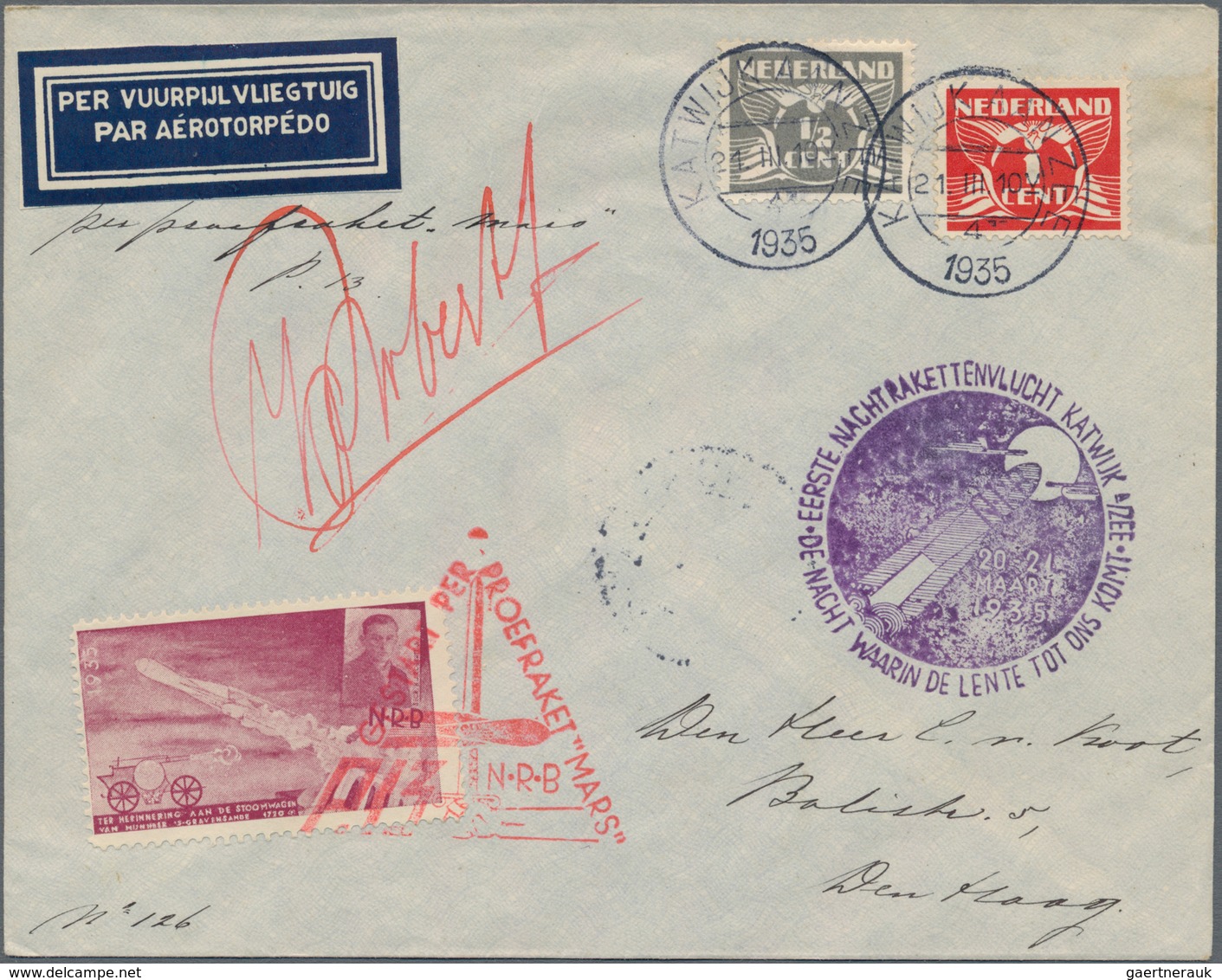 Raketenpost: 1934-46 Four Covers Flown By Rocksts Including 1935 Airmail Cover Flown By Karl Roberti - Autres & Non Classés