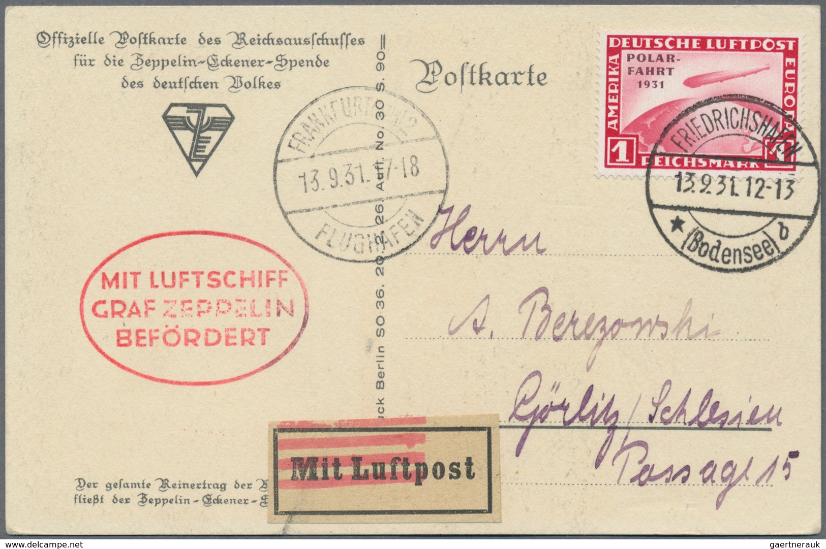 Zeppelinpost Deutschland: 1912/1939, Einsteckalbum Mit 17 Vorkriegsbelegen, Beginnend Mit DR SFP 1, - Poste Aérienne & Zeppelin