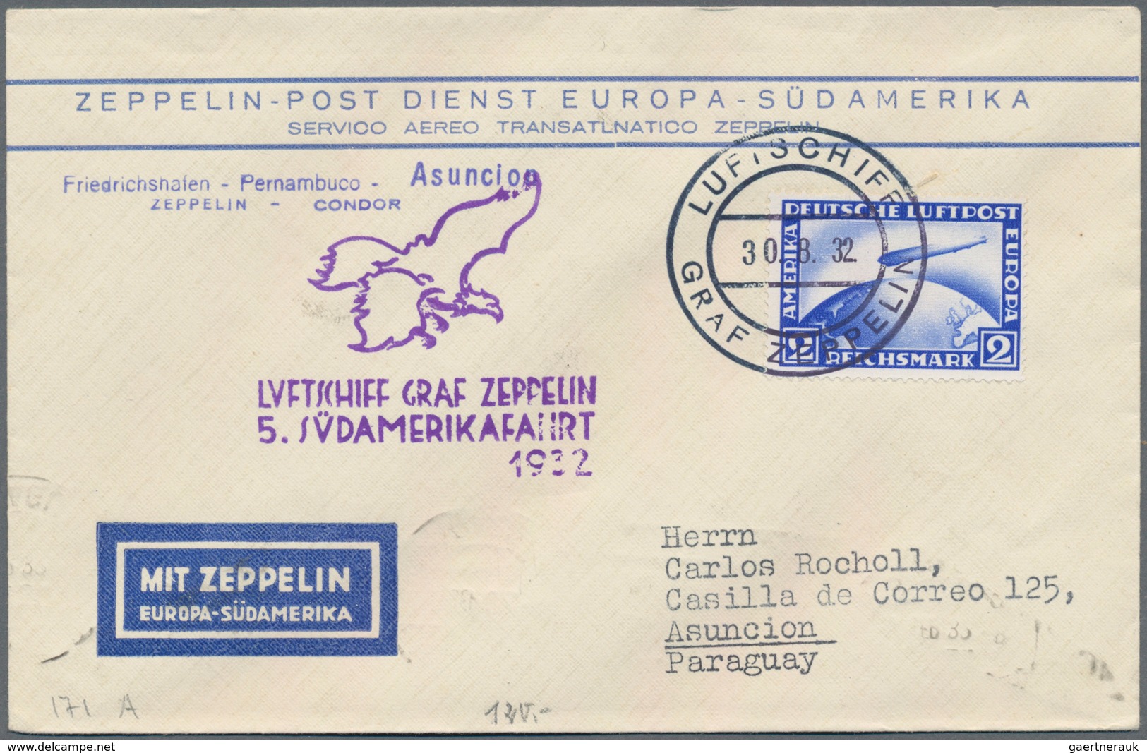 Zeppelinpost Deutschland: 1912/36, Partie Von 9 Zeppelin- Bzw Flugpostbelegen, Dabei Halbamtl Rhein- - Poste Aérienne & Zeppelin