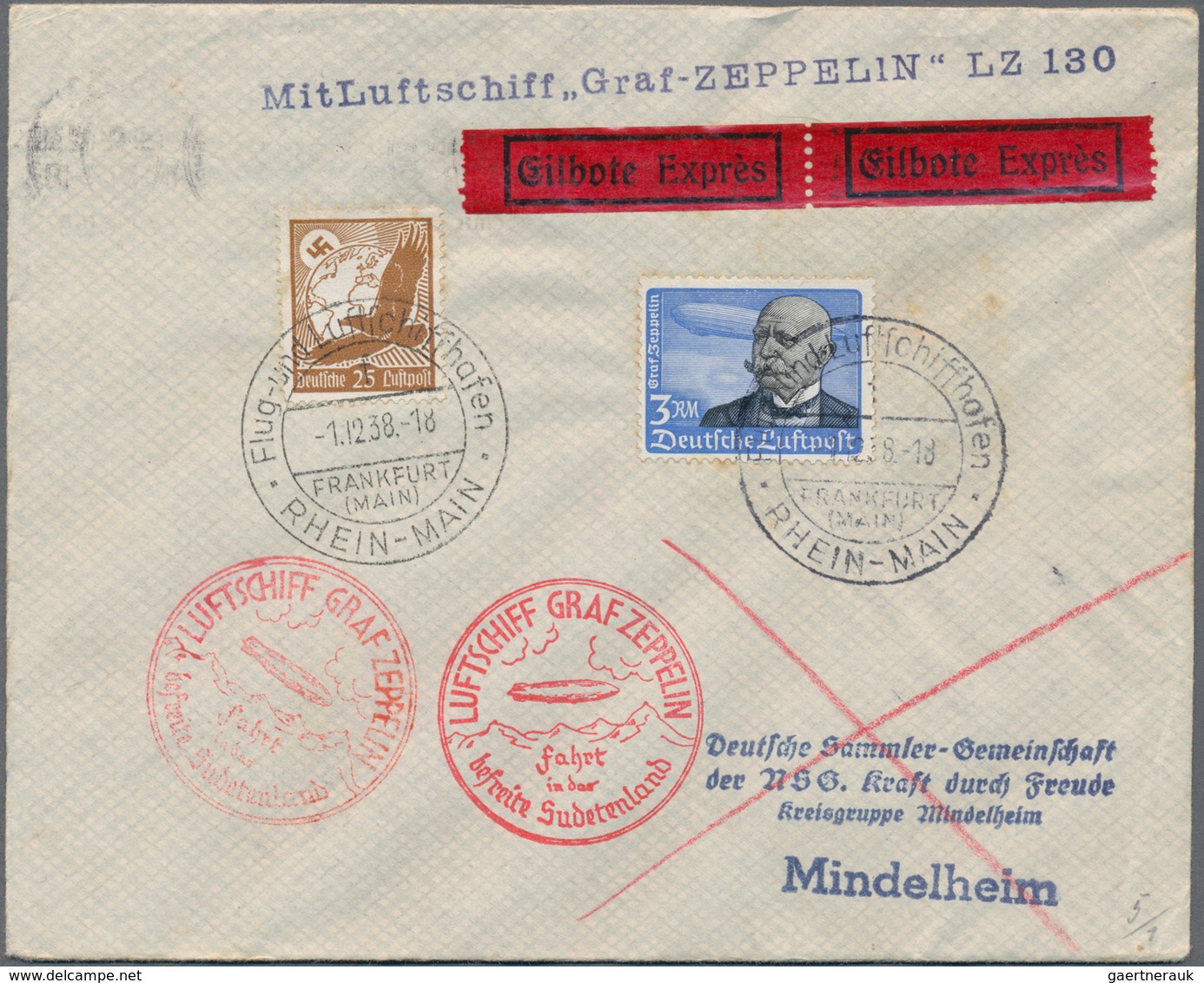 Zeppelinpost Deutschland: 1928-39, Kleine Sammlung Von 23 Zeppelinbelegen Mit Einigen Interessanten - Correo Aéreo & Zeppelin