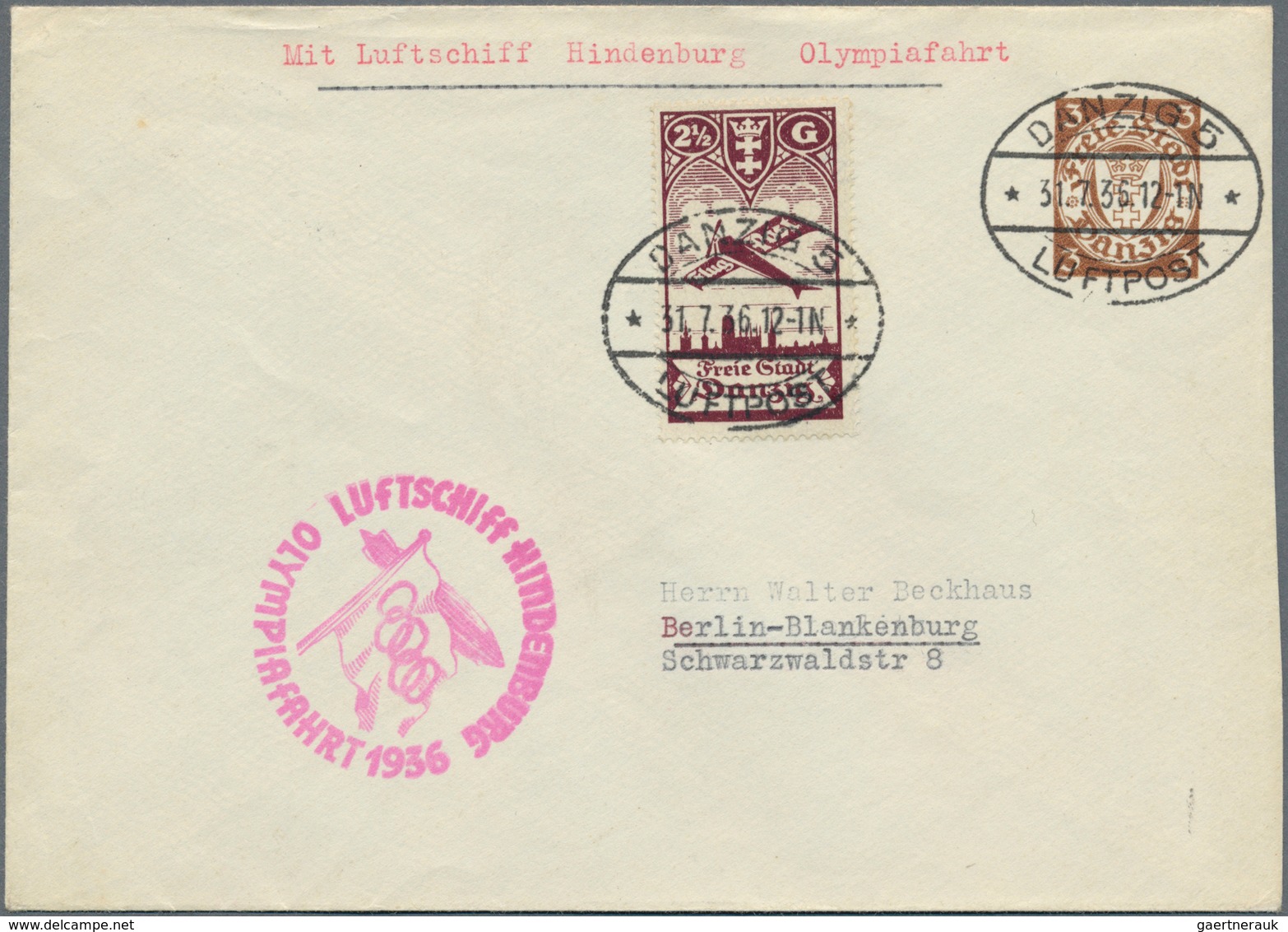 Zeppelinpost Deutschland: 1936, German Reich. OLYMPIA-FAHRT Airship HINDENBURG. Small Collection Wit - Poste Aérienne & Zeppelin