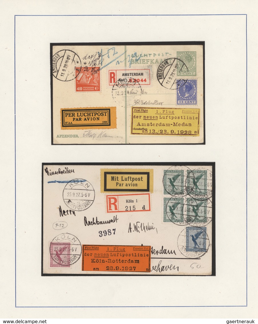 Zeppelinpost Europa: 1927/1935, Dutch-related Airmail, Collection Of 64 Covers/cards On Album Pages, - Otros - Europa