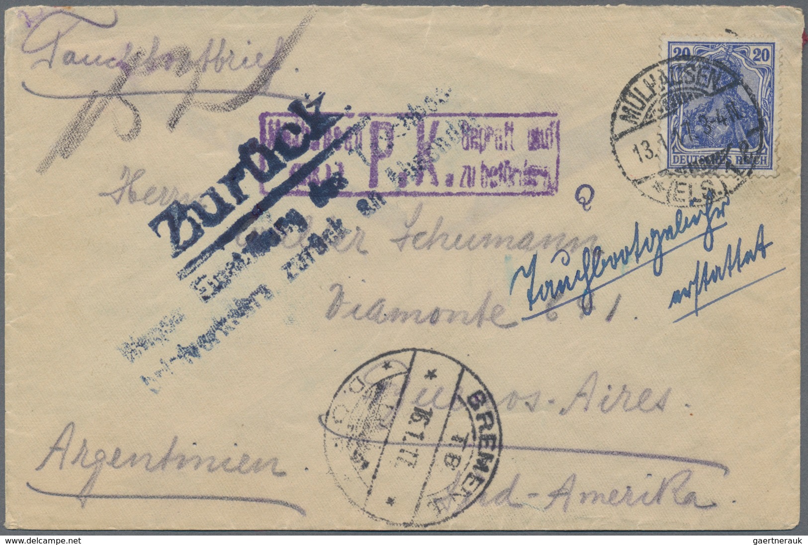 Schiffspost Deutschland: 1917. Lot Of 4 DIVING BOAT COVERS (Tauchbootbriefe) Each With The Obligator - Colecciones