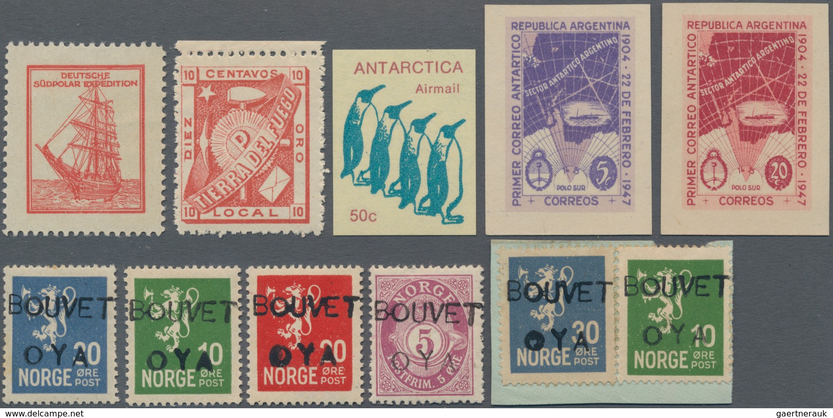 Thematik: Antarktis / Antarctic: 1891/1960 (ca.), A Fine Selection Of 19 Related Vignettes/stamps, E - Autres & Non Classés