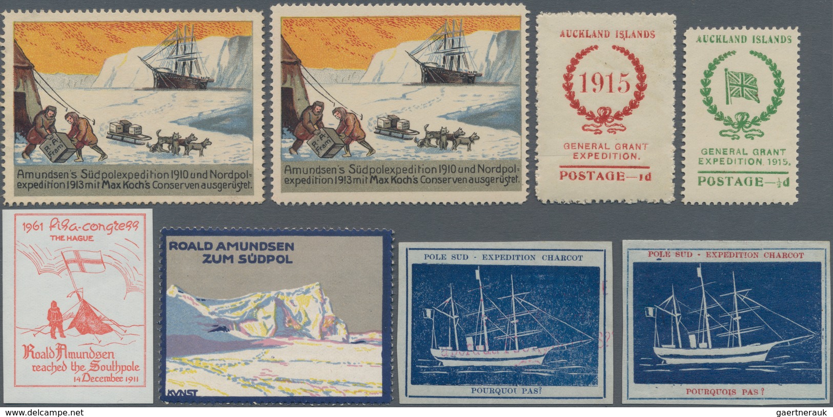 Thematik: Antarktis / Antarctic: 1891/1960 (ca.), A Fine Selection Of 19 Related Vignettes/stamps, E - Autres & Non Classés