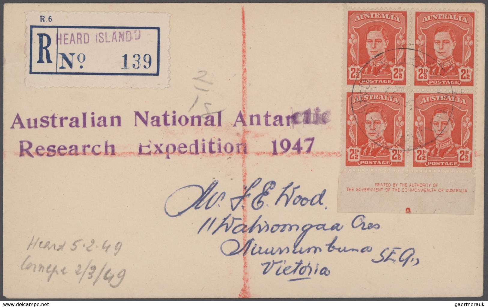 Thematik: Antarktis / Antarctic: 1947/1954, Australian Antarctic Research "Heard Island" And "Macqua - Autres & Non Classés