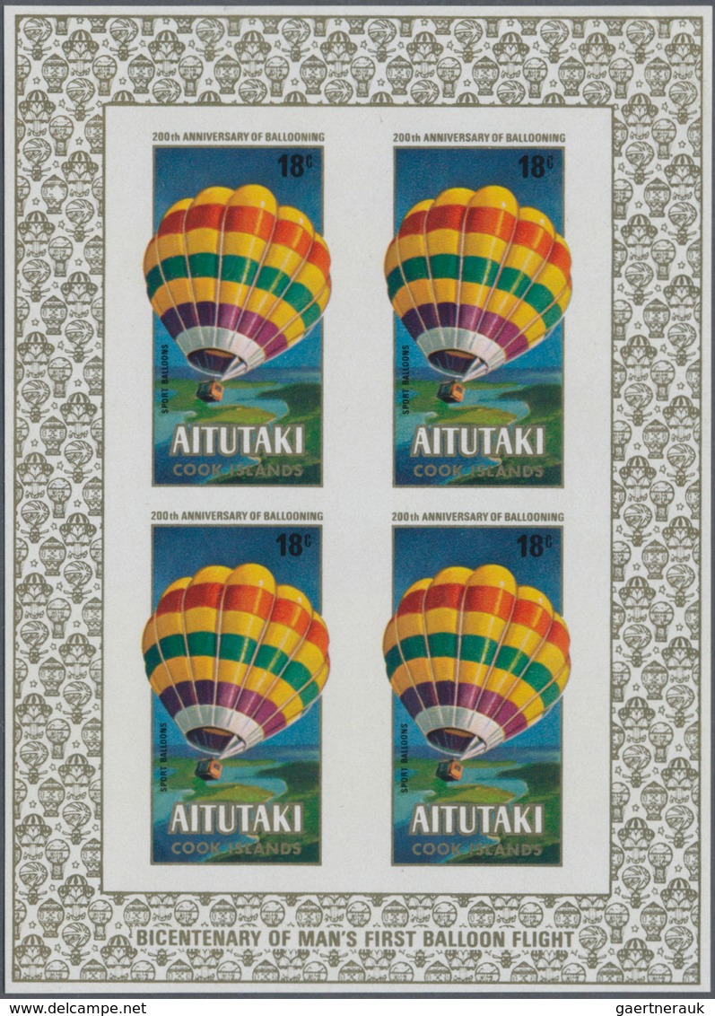 Thematik: Ballon-Luftfahrt / Balloon-aviation: 1983, Aitutaki. Lot Of 3 Complete Sets "200 Years Of - Trees