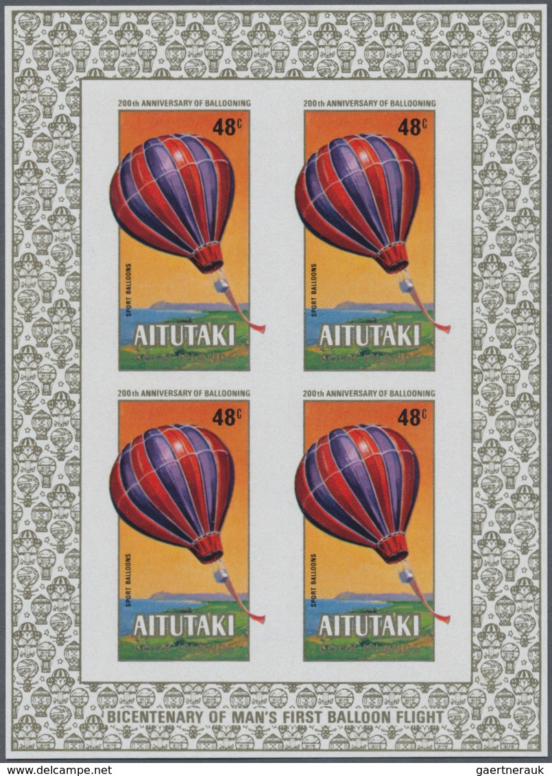Thematik: Ballon-Luftfahrt / Balloon-aviation: 1983, Aitutaki. Lot Of 3 Complete Sets "200 Years Of - Bäume