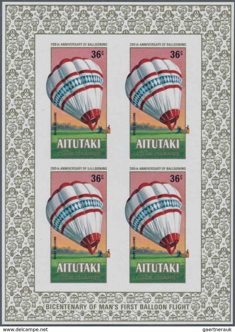 Thematik: Ballon-Luftfahrt / Balloon-aviation: 1983, Aitutaki. Lot Of 3 Complete Sets "200 Years Of - Árboles