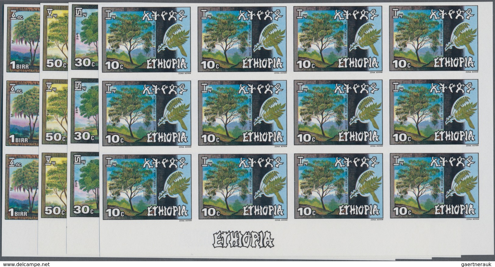 Thematik: Bäume / Trees: 1986, Ethiopia. TREES. Complete Set (4 Values) In IMPERFORATE Blocks Of 12 - Árboles