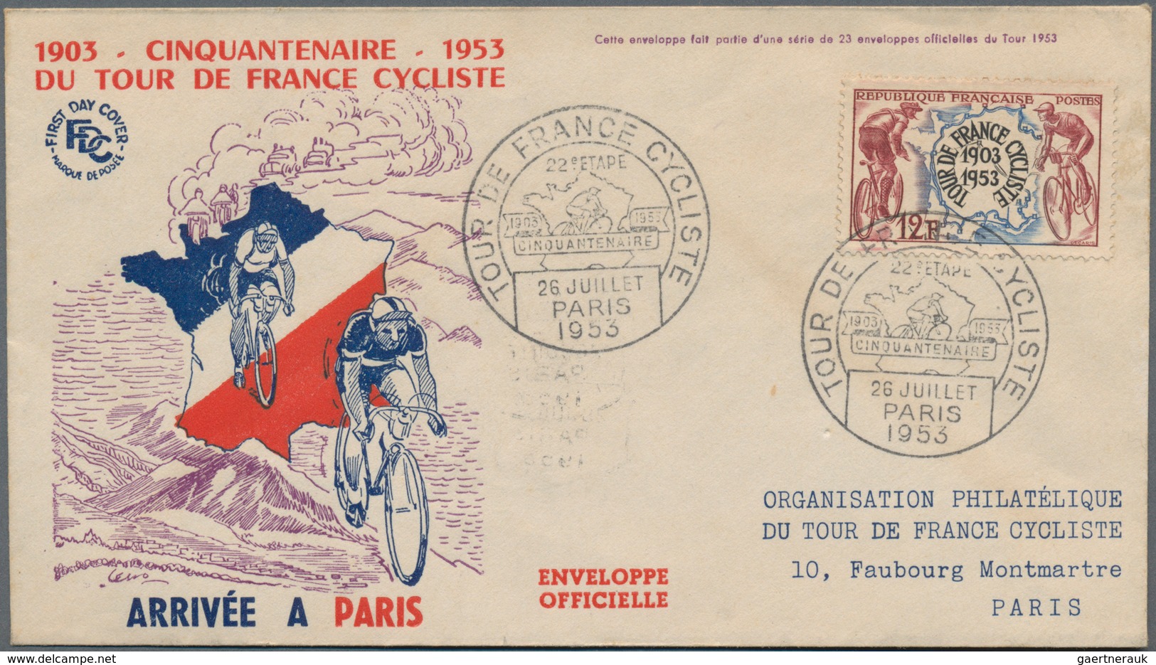 Thematik: Fahrrad / Bicycle: 1898/1953, Assortment Of 26 Thematic Covers: Two "CONTINENTAL-PNEUMATIC - Radsport