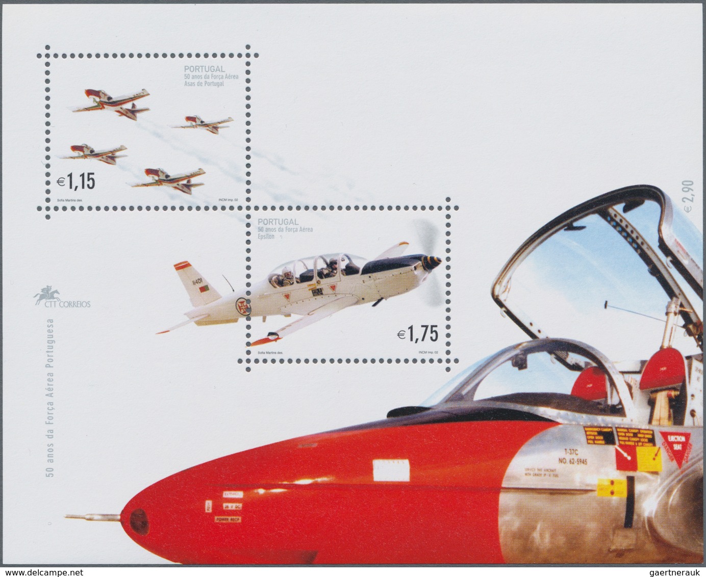 Thematik: Flugzeuge, Luftfahrt / Airoplanes, Aviation: 2002, Portugal: 50 Years Airforce, 500 Copies - Avions