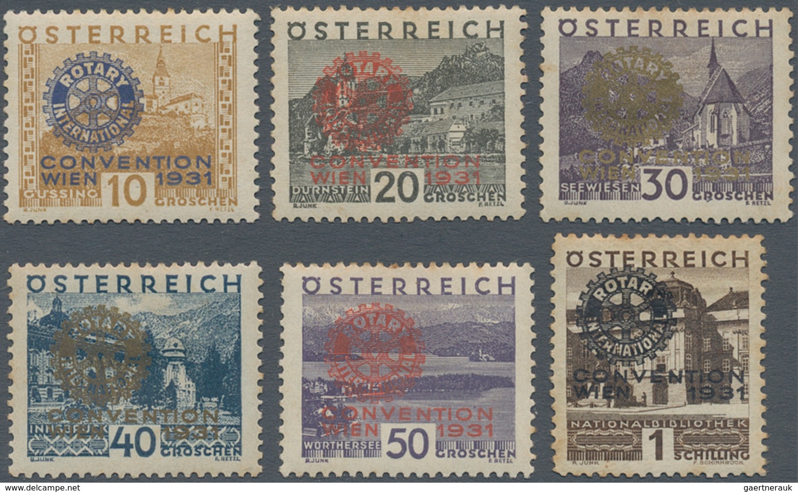 Thematik: Internat. Organisationen-Rotarier / Internat. Organizations-Rotary Club: 1931 Austria: Rot - Rotary, Lions Club