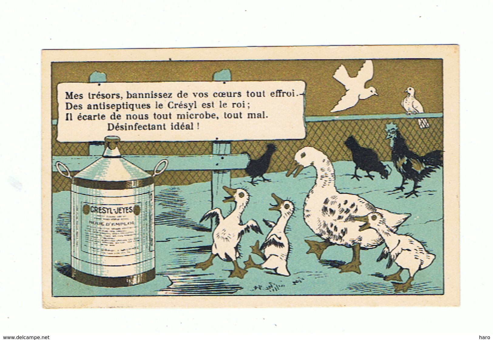 Chromo Publicitaire - Désinfectant, Savon CRESYL - JEYES - Canard, Poule, Coq, Colombe, Pigeon,... (fr82) - Sonstige & Ohne Zuordnung