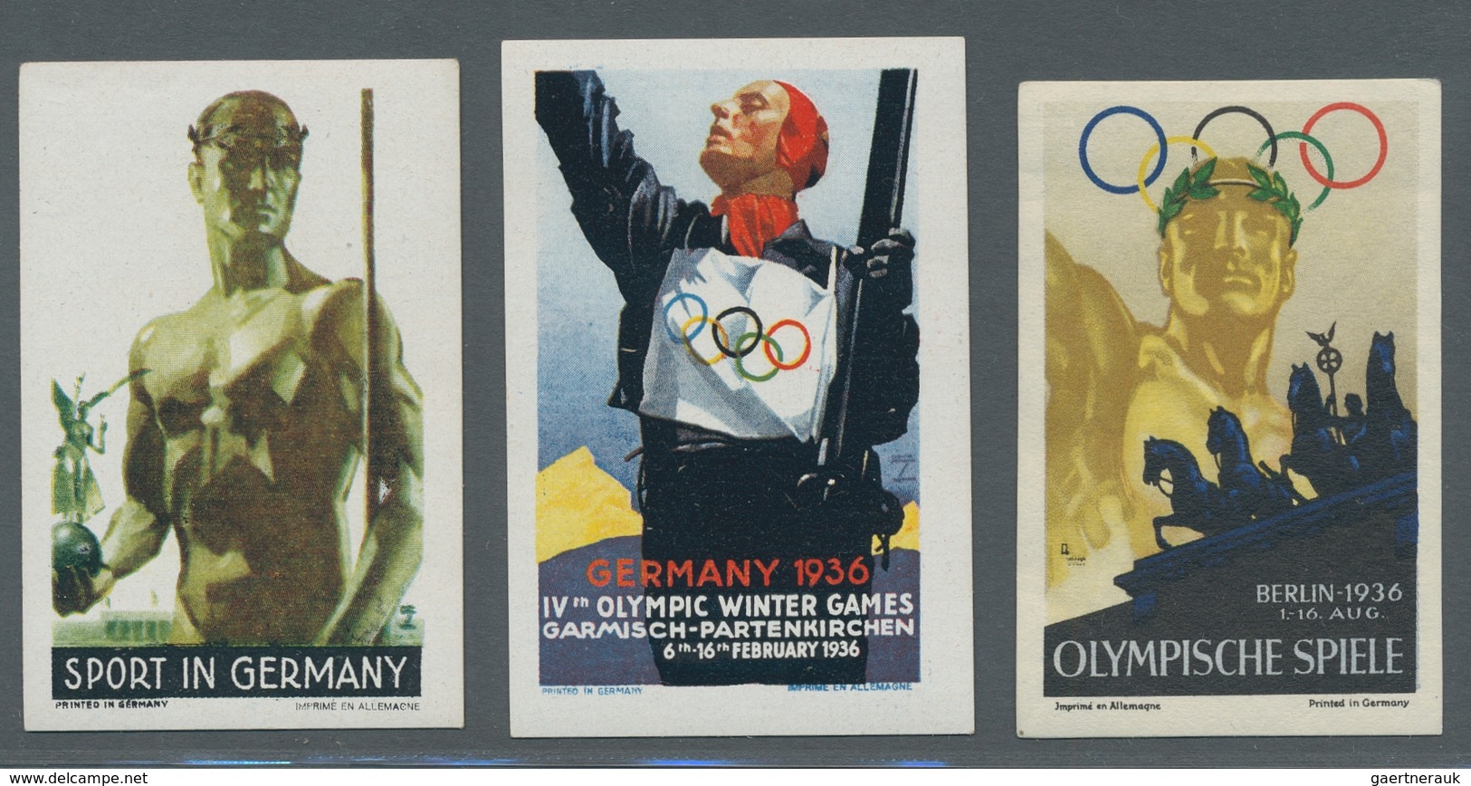 Thematik: Olympische Spiele / Olympic Games: 1936-1940, Partie Von 10 Verschiedenen Werbevignetten D - Otros & Sin Clasificación