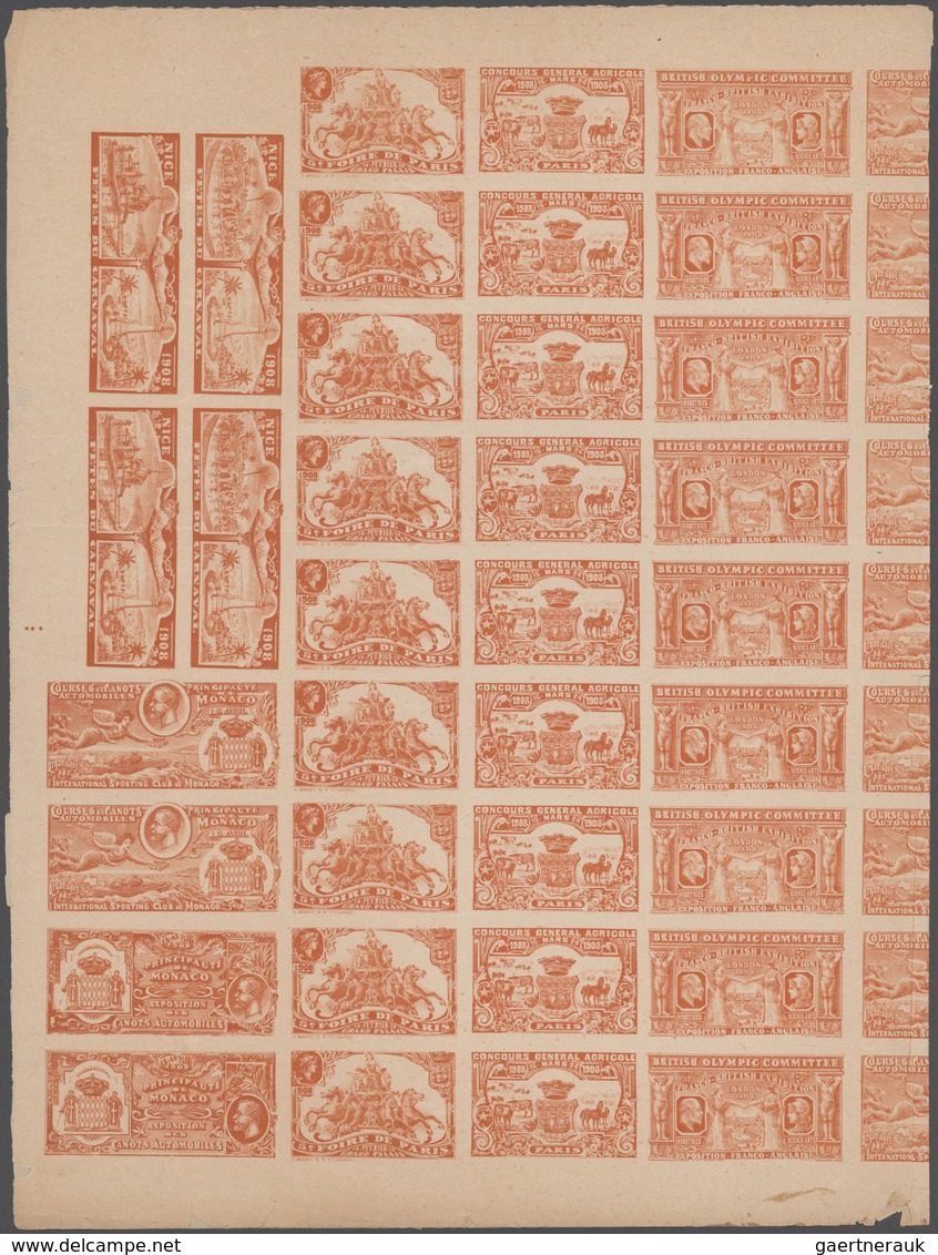 Thematik: Olympische Spiele / Olympic Games: 1908, Monaco. Sheet (479x321 Mm) With A Total Of 71 Exh - Autres & Non Classés