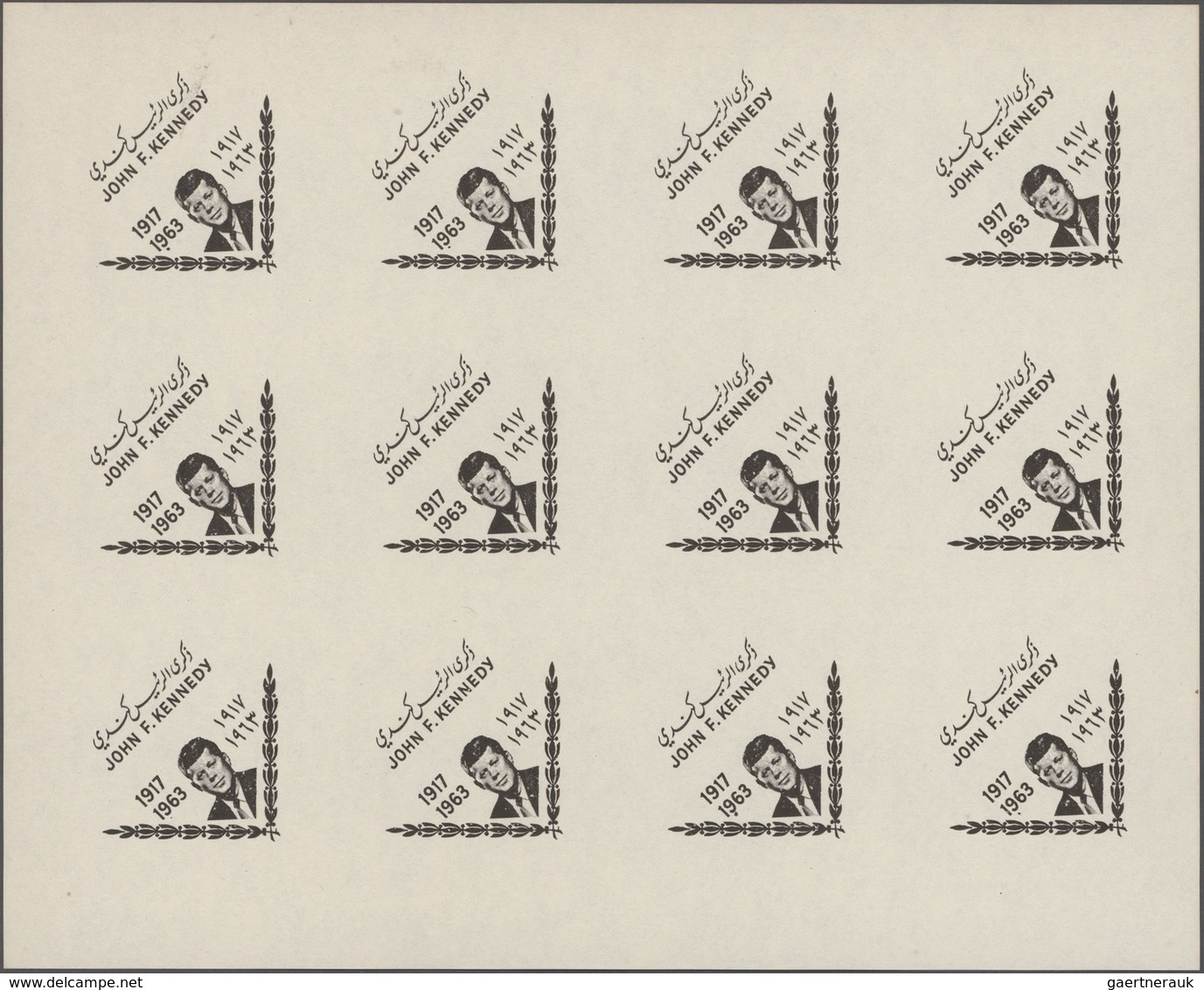 Thematik: Persönlichkeiten - Kennedy / Personalities - Kennedy: 1964, Yemen. Lot Of 4 Proofs Sheets - Kennedy (John F.)