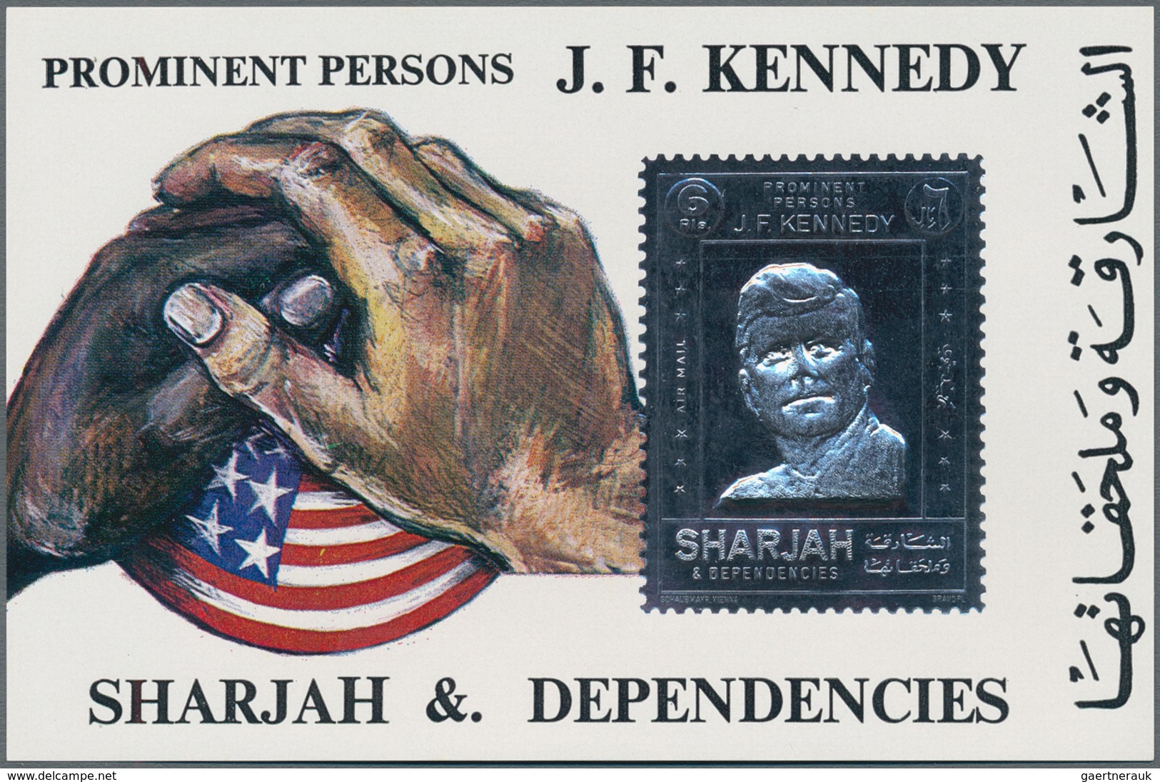 Thematik: Persönlichkeiten - Kennedy / Personalities - Kennedy: 1972, Sharjah, Kennedy Silver Souven - Kennedy (John F.)