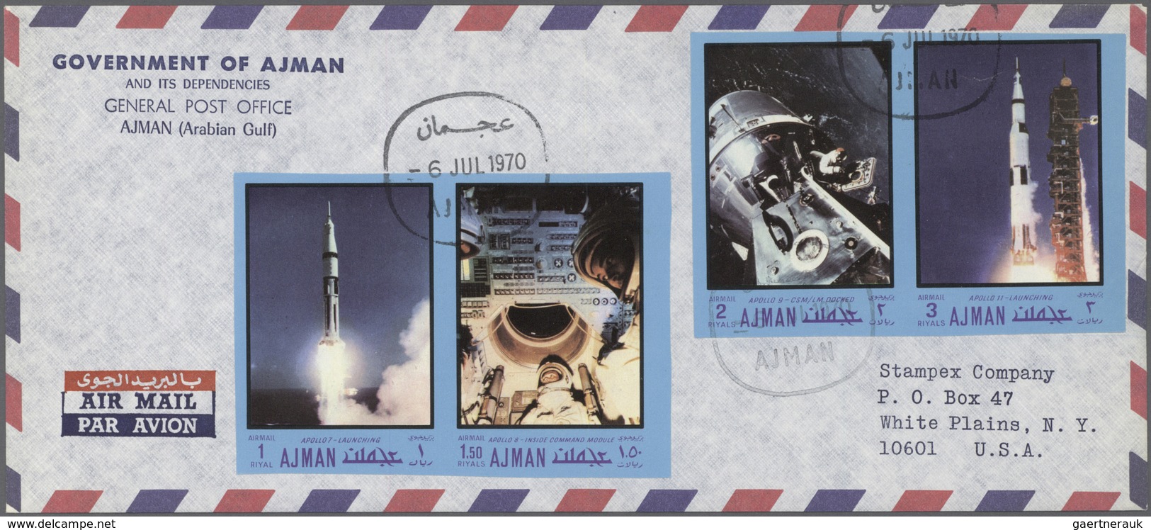 Thematik: Raumfahrt / astronautics: 1969/1973. Lot of about 101 covers/FDC, 20 stamps and 4 souverni