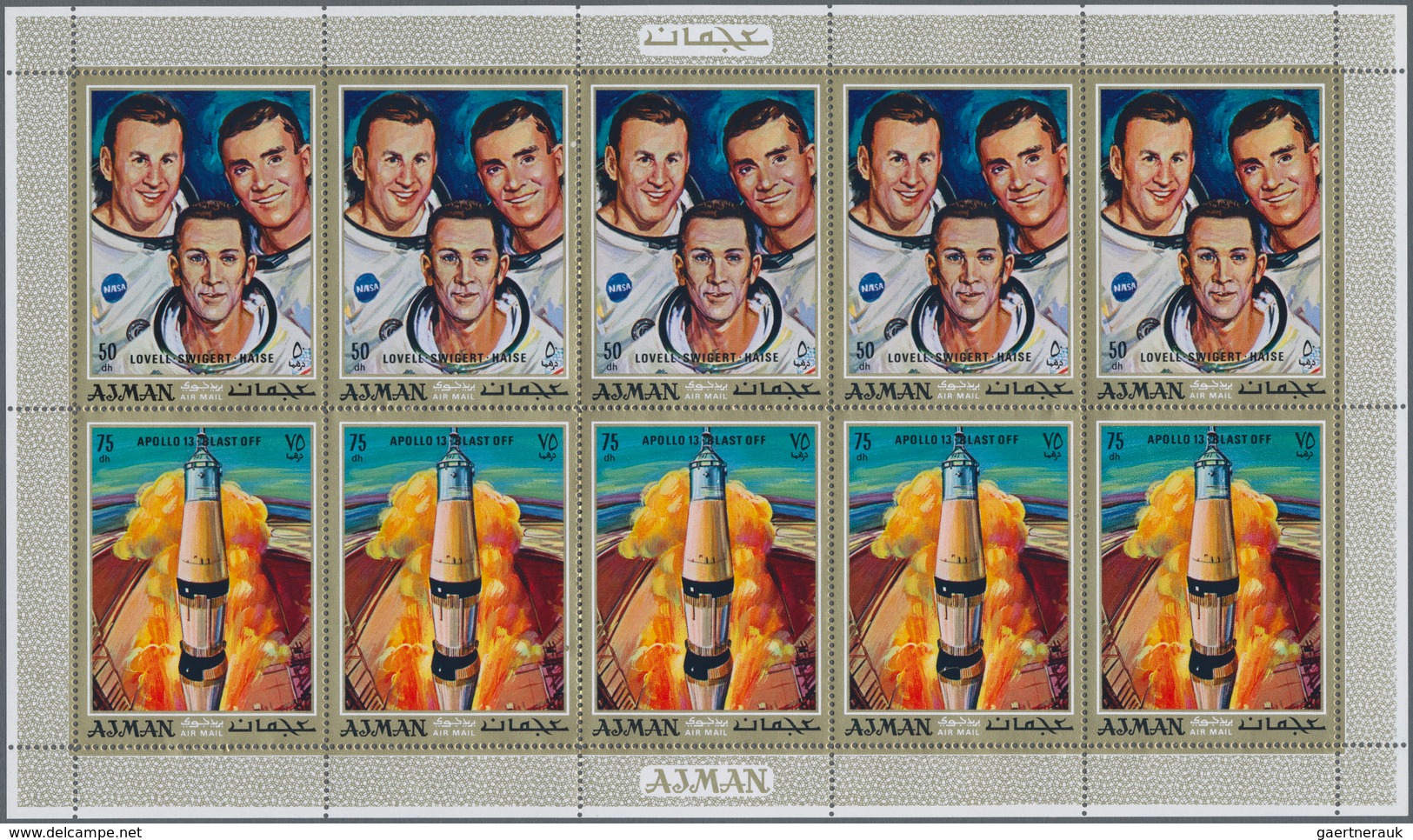 Thematik: Raumfahrt / Astronautics: 1970, Apollo 13, Ajman 350 X Michel No. 561/566 A Mint Never Hin - Sonstige & Ohne Zuordnung