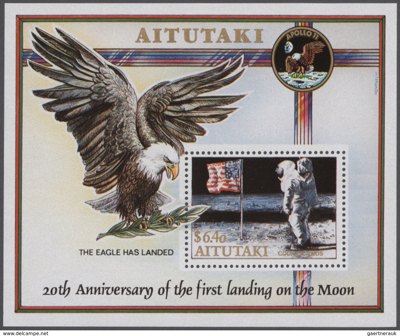 Thematik: Raumfahrt / Astronautics: 1994, Aitutaki, 20th Anniversary Of First Landing On The Moon. 2 - Otros & Sin Clasificación